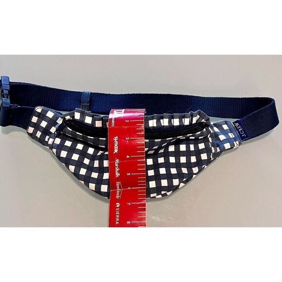 J Crew Fanny Pack Crossbody Sac Blue White Gingham Plaid Cotton Ruffle Edge - Picture 8 of 9